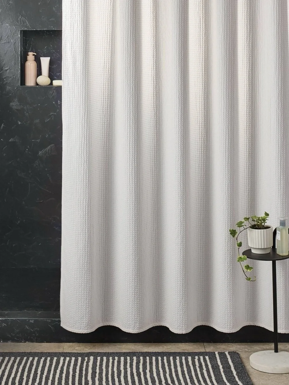 Threshold™ Woven Texture Shower Curtain White | 100% Cotton | EUC 72” x 72”